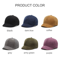 Vente en gros de casquettes de baseball 6 panneaux à bord court non structuré casquettes de baseball chapeaux vierges ajustés chapeau en velours côtelé
