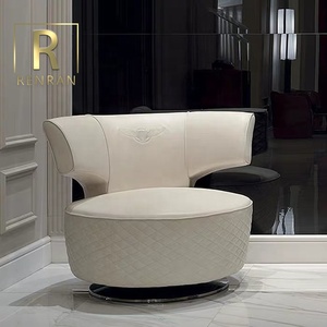 Nordic Style Contemporary Modern Luxury Style Low <strong>Round</strong> Back Living Room Home Furniture Leather Accent <strong>Chair</strong> <strong>Sofa</strong> <strong>Chairs</strong> - Product Image 2