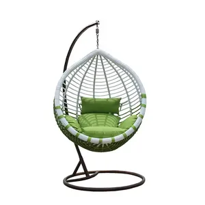 Modern Wrought Iron Outdoor Knock down Wicker Rattan Hanging Swing Chair with Big Stand