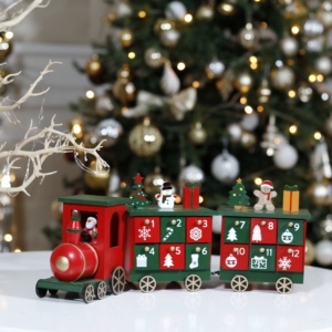 EAGLEGIFTS Calendrier <span class=keywords><strong>de</strong></span> l'Avent <span class=keywords><strong>en</strong></span> <span class=keywords><strong>bois</strong></span> rouge et vert, train <span class=keywords><strong>de</strong></span> <span class=keywords><strong>Noël</strong></span>, décoration <span class=keywords><strong>de</strong></span> <span class=keywords><strong>Noël</strong></span>, ornement <span class=keywords><strong>de</strong></span> table, 45,5x10,5x14cm, couleurs et logo personnalisables - Product Image 3