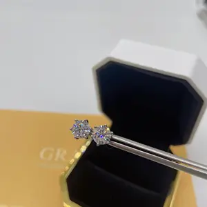 Pendientes de plata de ley Vermeil Moissanite VVS S925, con diamantes de 6,5mm chapados en oro, joyería de lujo de Hip Hop Icy