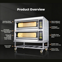 Horno de gas comercial de acero de 1 piso y 2 bandejas, multifuncional, grande, para panadería y pizza, con múltiples capas.