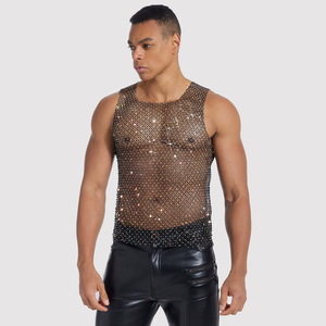 Débardeurs pour hommes <span class=keywords><strong>en</strong></span> <span class=keywords><strong>gros</strong></span> 2025, grands modèles <span class=keywords><strong>en</strong></span> <span class=keywords><strong>maille</strong></span>, débardeurs noirs d'été LGBT, débardeurs ajourés, gilets de rue à grands trous - Product Image 1