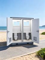 Toilettes portables modulaires doubles en panneaux sandwich avec lavabo, prix de gros usine pour chantiers, parcs et événements