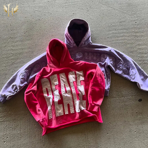 Premium timbul kesulitan besar bordir bubuk kilat kebesaran kotak kelas berat 500GSM Hoodie kustom 3d Percetakan Emboss Hoodie - Product Image 1