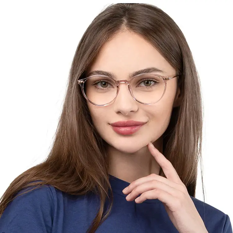 2023 Mode Polarisierte Hellrosa Optische Rahmen Anti Blaulicht Acetat Metall Brillen Männer Optische Brillen fassungen Frauen