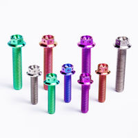 Baut Titanium Gr5 M8 M10 M12, Baut Flens Hex Anodized M10 M6, Mur Titanium DIN6921, Baut Titanium untuk Surron