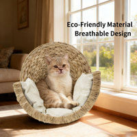 Cama Elevada para Gatos em Jacinto Aquático Sustentável, Feita à Mão, com Almofada Removível e Lavável