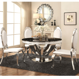 Fourniture d'usine table de banquet en acier inoxydable meubles d'hôtel en métal de luxe décors de mariage en verre or salon extérieur - Product Image 4
