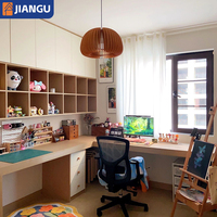 Space Saving Custom Built-in Home Office Computer Desk Long Floating Desktop With Top Cabinets