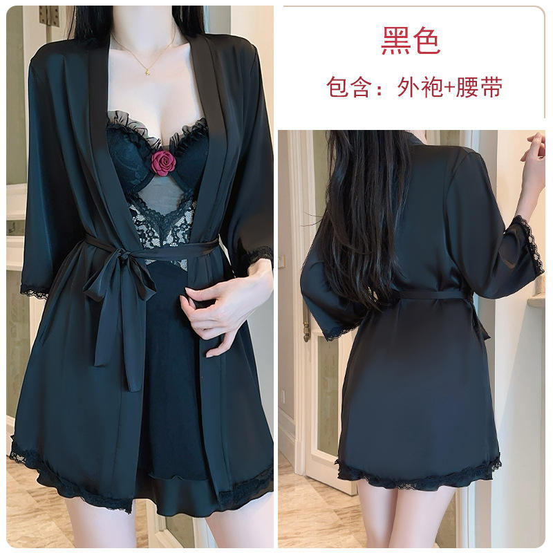 3957 noir (peignoir + ceinture)