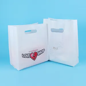 Custom Logo Plastic Shopping Bag Grocery Plastic Package For Clothes Underwear Heavy Duty Retail Plastic Bags With Die Cut Ha