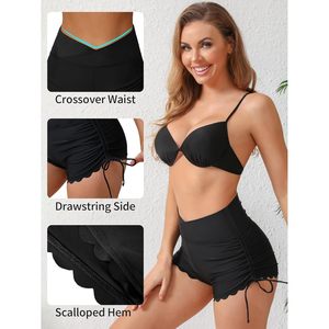 Shorts de Baño para Mujer FOXA, Cintura Alta, Secado Rápido, con Volantes - Product Image 5