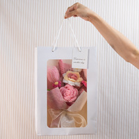 Buket Kecil Rajutan Bunga Mawar Lavender dari Benang Katun, Buatan Tangan, Bunga Anyaman, Hadiah Ulang Tahun, Dekorasi Rumah, Tahan Lama