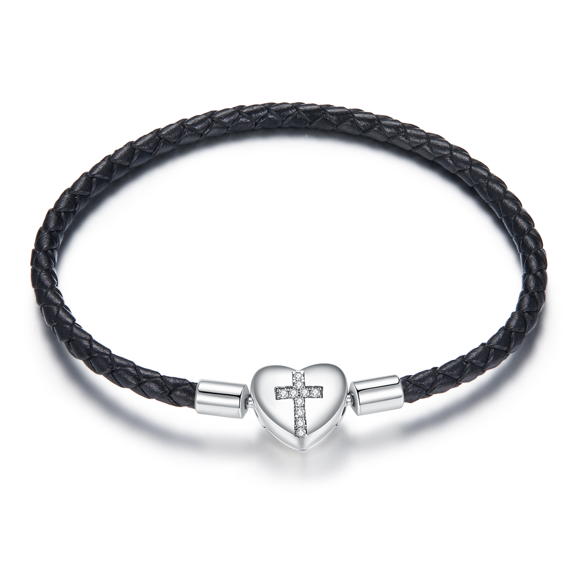 Elegant Vintage 925 Silver And Black Cord Braided Bracelet