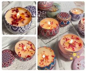 <strong>UK</strong> Best Seller 4-Pack Aromatherapy <strong>Soy</strong> Wax Travel <strong>Candle</strong> Set Handmade Tin Jar Dried Flowers for Christmas Spa Decor Mother's Day - Product Image 5