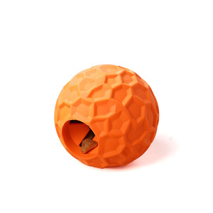 Food Dispensing <b>Ball</b> <b>Dog</b> Toy Orange Rubber Interactive Puppy Teething Toy - Product Image 1