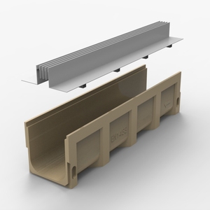 Caniveau de drainage linéaire en béton polymère pour jardin extérieur avec <span class=keywords><strong>couvercle</strong></span> en acier inoxydable - Product Image 2
