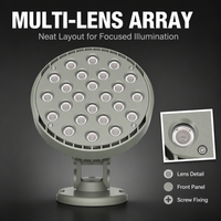 Projecteur LED rond de 24W à 72W, IP65, AC220V, DC24V, faisceau étroit, RGBW, DMX512, 1800K-6500K, pour sculpture, monument