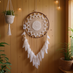 Acchiappasogni 40x120cm con Piume Bianche Decorazione da Parete - Product Image 2