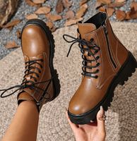 Bottines à lacets à semelle épaisse pour femmes