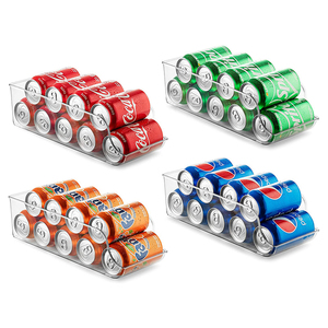 Organizzatore di bevande per frigorifero a 2 livelli per rifornire automaticamente il frigorifero da cucina in acrilico trasparente per risparmiare spazio e conservare la lattina di birra gassata - Product Image 1