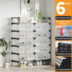 עיצוב חדש 2 שורה של 6 שכבה-dustproof נעל מתלה קיבולת גדולה 20-28 זוגות נעליים נעליים מתלה מתל נעל מתכת, חדר שינה - Product Image 6