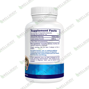 Integratore Maschile WELLBODY, Capsule di Estratto di Ostrica, Supplemento di Zinco 500mg, Capsule di Ostrica - Product Image 6