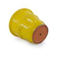 Pot de fleurs en céramique émaillée à motif elliptique gaufré de style américain, finition dégradée jaune lumineux, écologique, avec trou de drainage