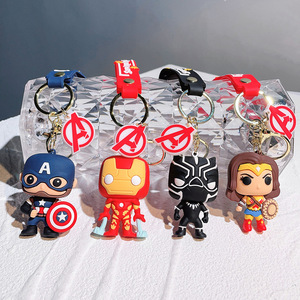 7 Styles Cartoon Avenger Heroes Captain <strong>Spidermans</strong> Ironmans Keychain 3D Pvc Pendant Key <strong>Rings</strong> - Product Image 4