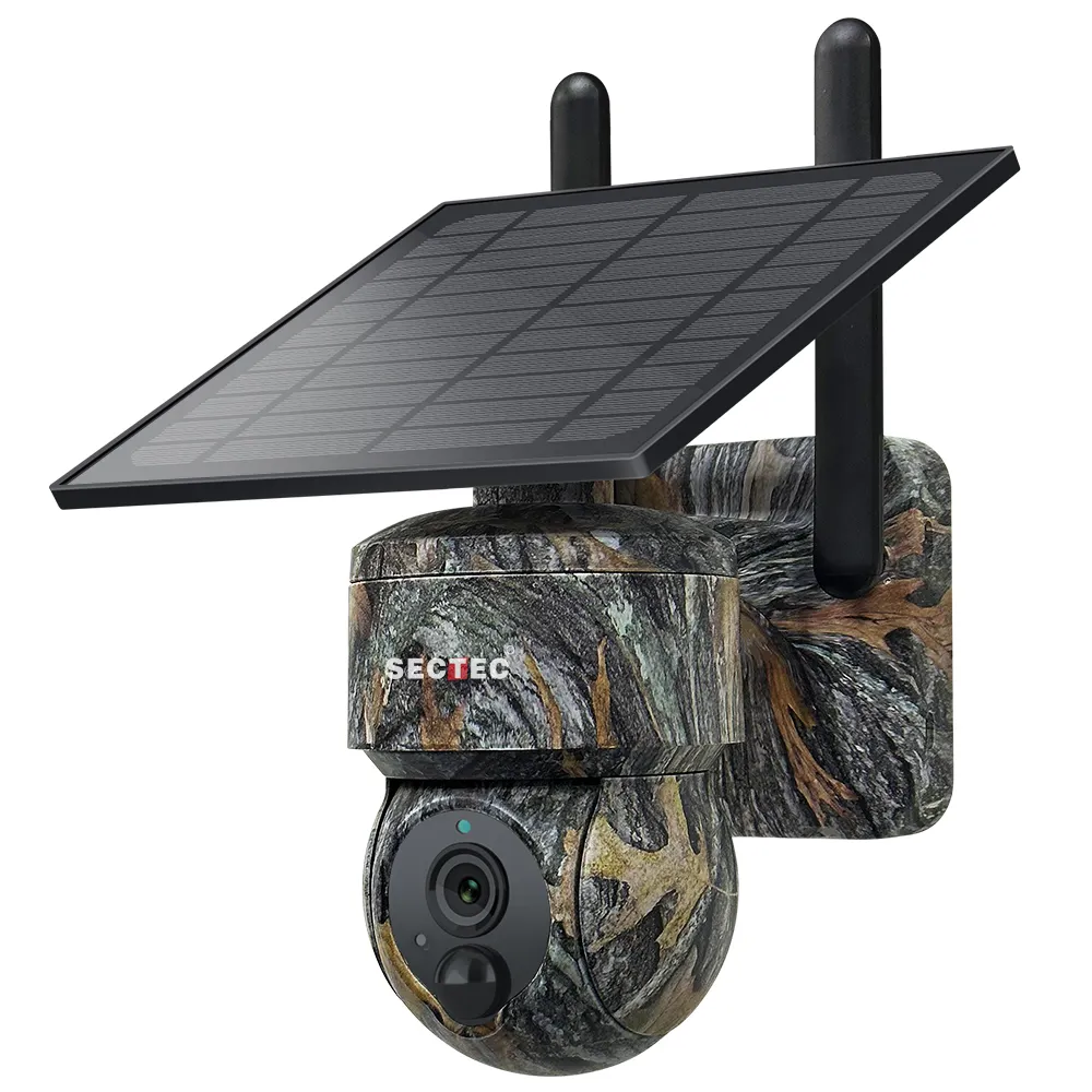 SECTEC Mini taille extérieure 4MP 2K Wifi Camouflage batterie solaire caméra infrarouge prise de vue automatique piste de chasse caméra solaire de sécurité