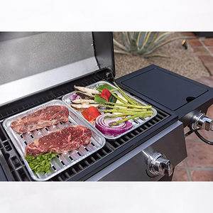 TIA CB18B Bandeja para hornear con borde enrollado perforado de 13,5 pulgadas Congelador Seguro Desechable Papel de aluminio Contenedor de alimentos Molde de estampado - Product Image 4