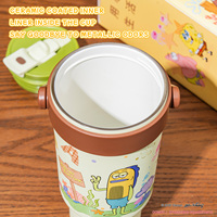 Bouteille isotherme et thermos en acier inoxydable de 850 ml pour enfant, motif Bob l'éponge, avec couvercle et paille, idéale pour cadeau et vente en gros