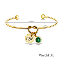 Bracelet personnalisé avec lettre, nœud en forme de cœur, pendentif pièce initiale et pierre de naissance, breloque nœud, pour femme, bracelet de couple sur mesure