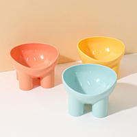 Bol pour nourriture pour chat anti-renversement en plastique écologique couleur macaron avec motif de pattes d'éléphant, capacité de 200 g