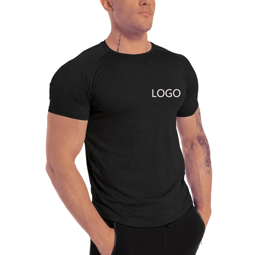 2023 Hot Sale Fitness Breathable Plain Custom Print Solid Color O Neck Plain Tshirt