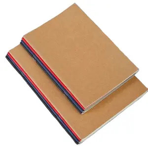 Promotional wholesale stationery school a5 b5 plain brown paper notebook student exercise book