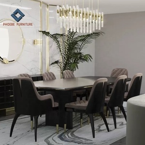 Brass and Wood Beyond Modern Luxury <strong>Rectangle</strong> <strong>Dining</strong> Table <strong>Set</strong> - Product Image 6