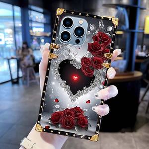 Argento amore cuore stampa galvanica quadrato TPU custodia per telefono cellulare per <span class=keywords><strong>Samsung</strong></span> <span class=keywords><strong>S20</strong></span> S21 S22 S23 S24 Ultra Plus S23FE - Product Image 5