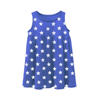 Robe d'été élégante pour enfants, style princesse, en polyester/coton, à fleurs, avec nœud, coupe trapèze, longueur genou, manches courtes évasées, lavable (OEM/ODM)