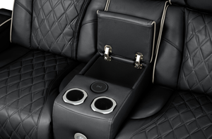 Ensemble de salon 2 pièces inclinable et rembourré de style moderne, fabriqué en bois avec fonction massage incluse - Noir - Product Image 4