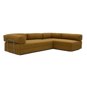 Ensemble modulaire en L en tissu velours côtelé doux avec support en acier inoxydable pour appartement, hôtel, salon - Vente en gros - Product Image 1