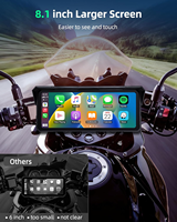 Moniteur intelligent étanche pour moto 8,1 pouces 2K avec double caméra, CarPlay sans fil, Android Auto, surveillance de la pression des pneus et contrôle filaire