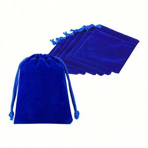 Wholesale Snack Sachet Souvenir Pocket Watch <b>Wrapped</b> <b>Wedding</b> <b>Gift</b> Blue Drawstring Velvet Bag for Jewelry - Product Image 1