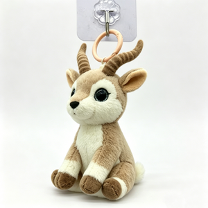 Customized Neutral color animal plush bag charm,<b>Cute</b> sitting antelope stuffed toy keychain,Mini antelope plushie keychain gift - Product Image 1