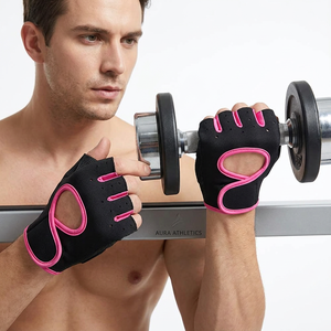 Guantes de Gimnasio SAAR INDUSTRIES Unisex, de Cuero, Resistentes, Antideslizantes, Transpirables, con Cierre, Color Rosa y Negro, Universales - Product Image 1
