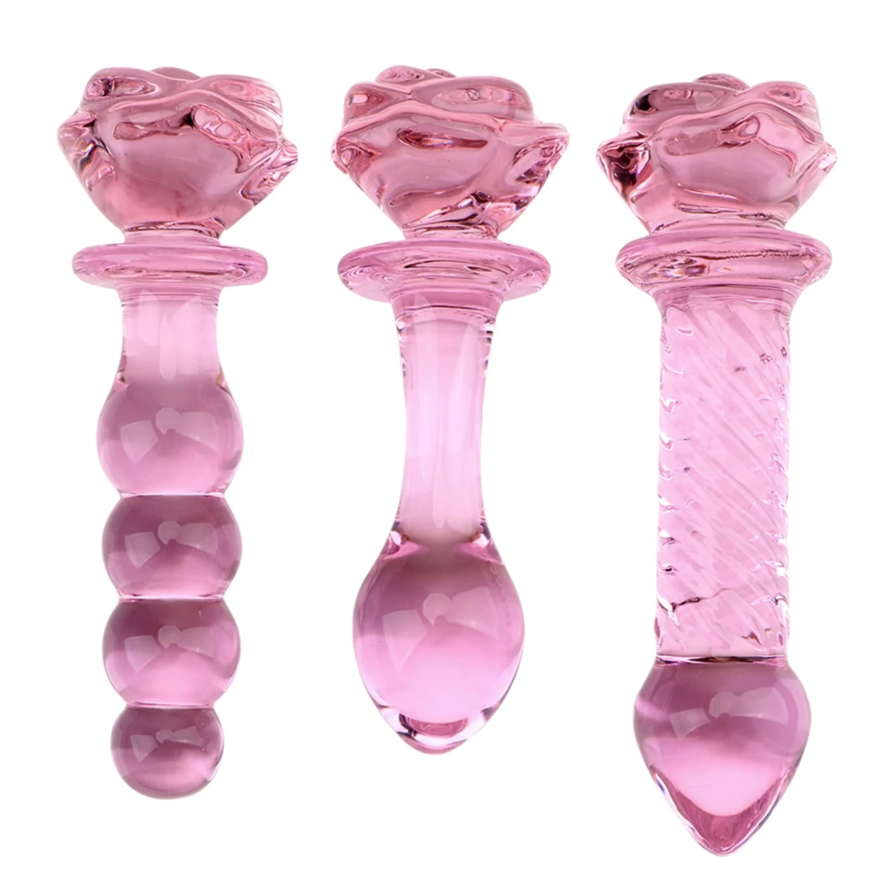 Heisenberg Rose Flower Penis Dildo Wholesale Anal Sex Toys Glass Anal Beads Crystal Butt Anal Plug For Women Men Rose Butt Plug