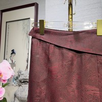 Nouveau pantalon jupe pour femme, style chinois, rouge, taille haute, amincissant, coupe droite et large, en soie Xiangyun 7677