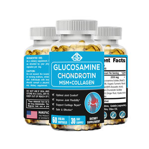 Capsules de Glucosamine, MSM, Collagène et Chondroïtine à Base d'Extraits Végétaux pour la Flexibilité Articulaire et la Réparation du Cartilage chez l'Adulte, Marque Blanche, 60 Comprimés - Product Image 1