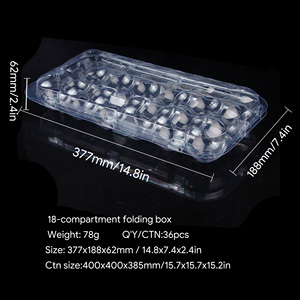Boîte à fruits frais pliable en PET transparent à 18 compartiments, emballage écologique pour figues, personnalisable avec logo de marque - Product Image 2